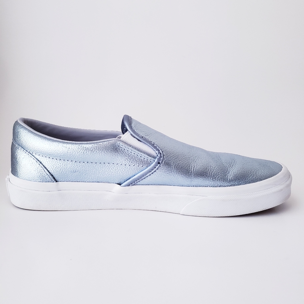 Vans Metallic Light Blue Classic Slip-on Shoes - Picture 9 of 14